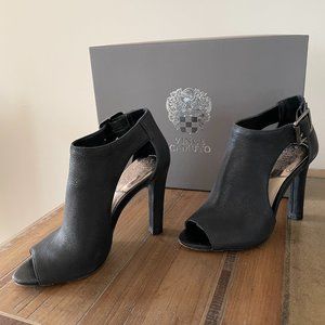 Vince Camuto Black Silk Goat Cutout Heels